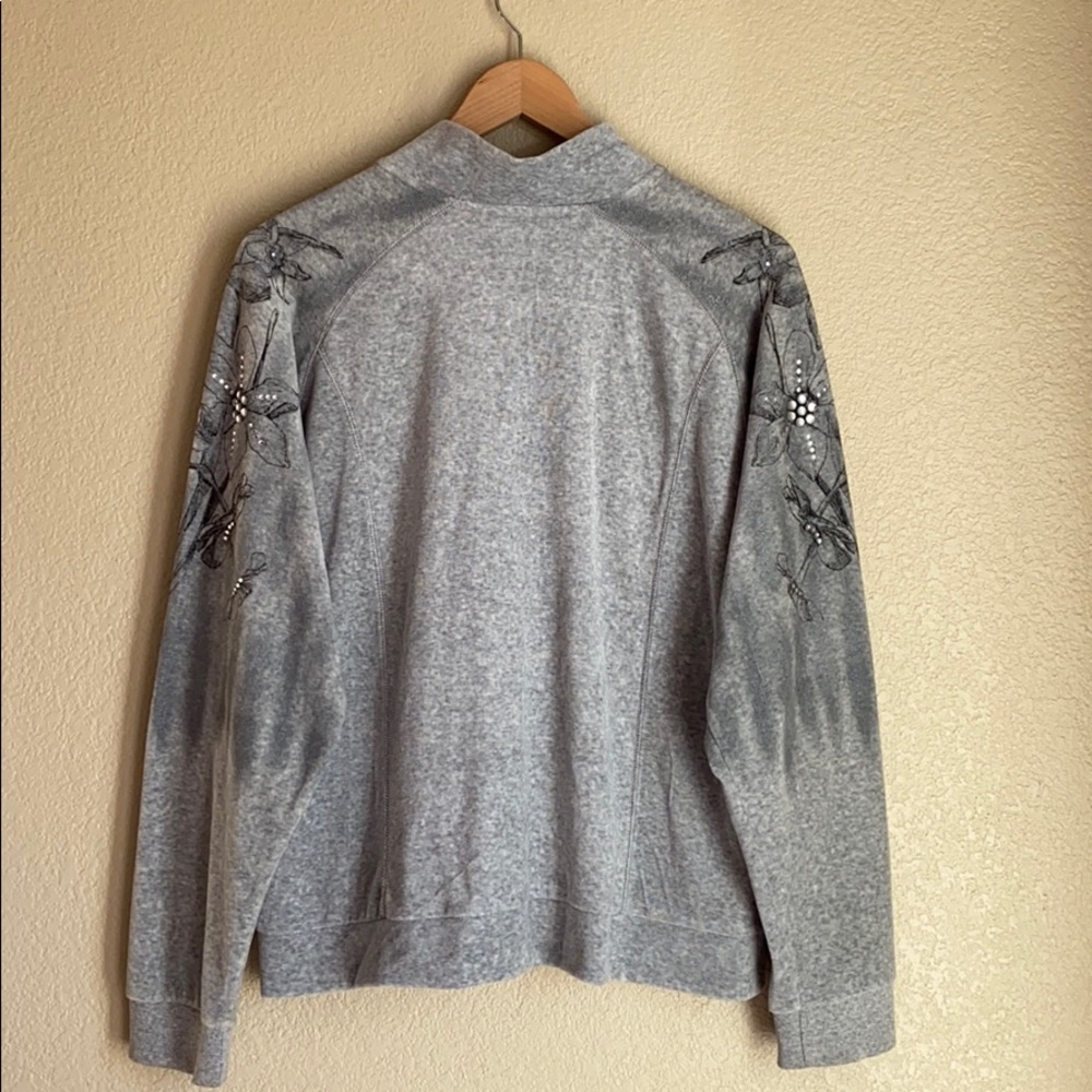 Velour Embellished (Rhinestones) Gray Track Set - Picture 5 of 8